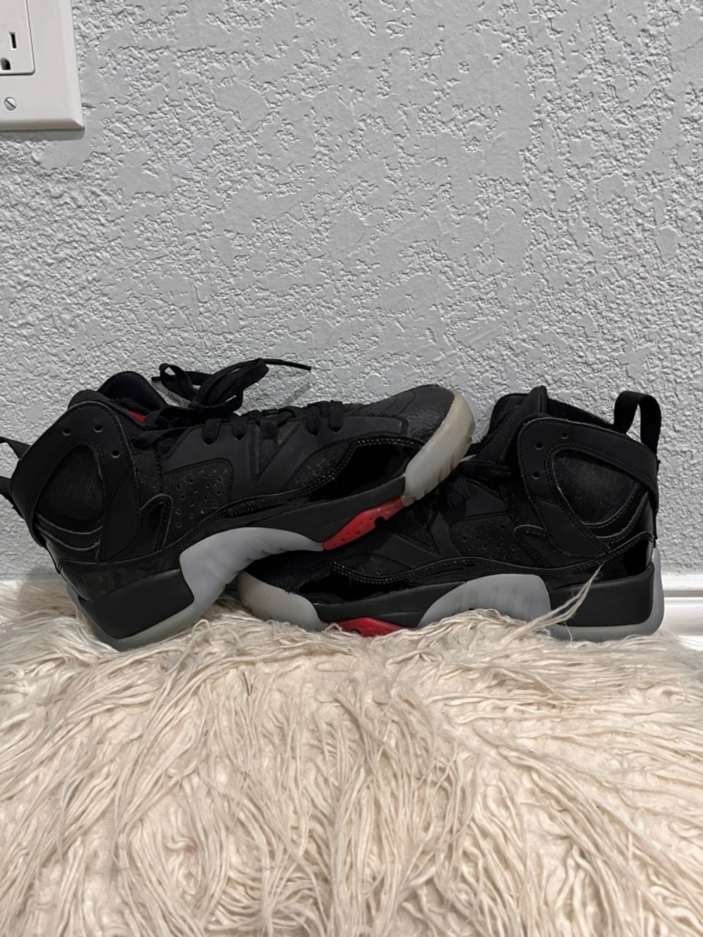 Jordan Jumpman Two Trey Gs Black and Red High-Top Sneakers